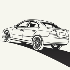 Fototapeta premium Perspective Sedan with Ground Shading