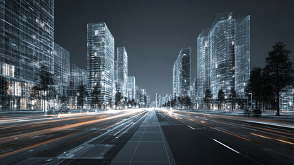 Obraz premium Smart predictive urban resilience rehearsal simulation technology concept with stress test analytics and preparedness planning background