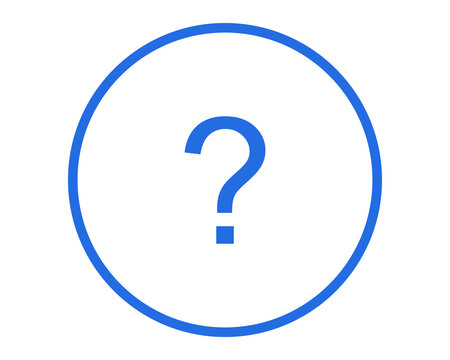 blue question mark icon for help and faq concept isolated on png transparent background