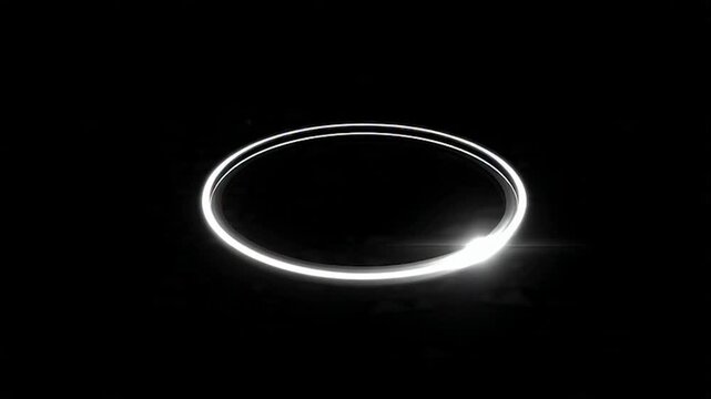 Abstract Light Ring Moving on Black Background.