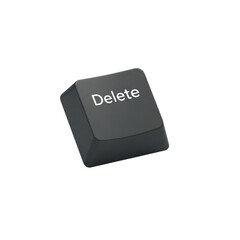 A computer keyboard delete key on transparent background