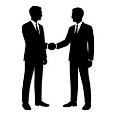Illustration of two businessmen shaking hands in a professional gesture