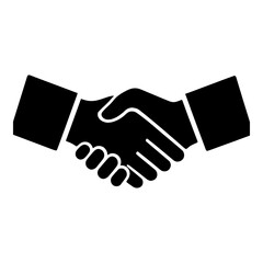 Illustration of black handshake icon on for agreement or partnership