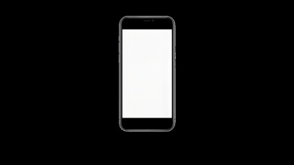 Naklejka premium Smartphone with blank white screen facing front isolated on black background with reflection and shadow