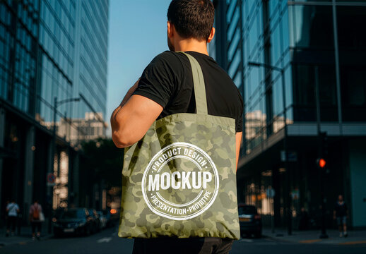 Tote Bag Carried By Man Mockup