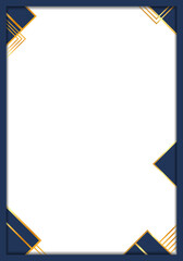 Fototapeta premium Elegant Blue and Gold Geometric Border Frame for Certificates or Documents