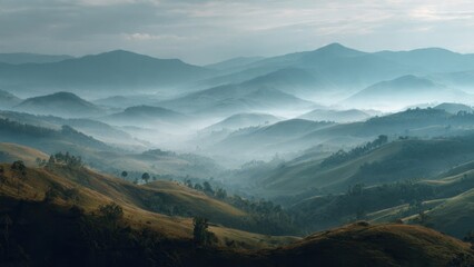 Fototapeta premium Foggy Mountain Range