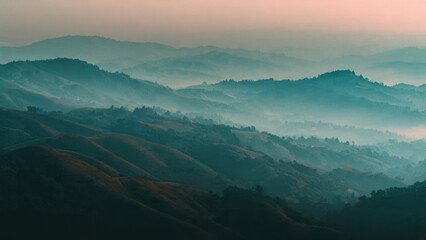 Fototapeta premium Misty Mountain Ranges Landscape