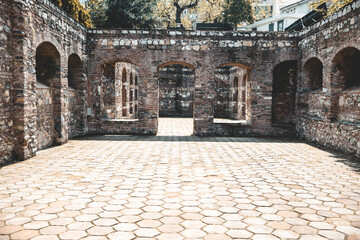 Fototapeta premium an old abandoned building constructed with natural stones