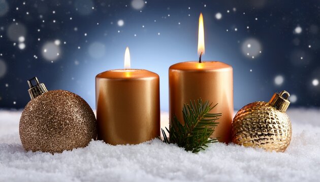 Angezundete Dritte Adventskerze In Schnee