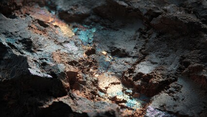 Obraz premium Macro shot of iridescent mineral rock texture
