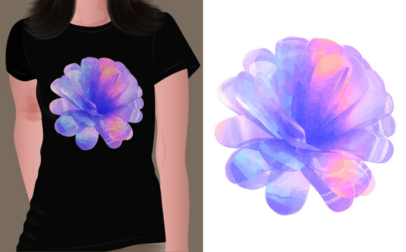 rose flower t shirt print design for light and dark background. print on demand vector illustration rose day concept  purple yellow water color effect rose 
t shirt print design.	 