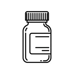 Obraz premium Line drawing of a bottle containing pills or capsules