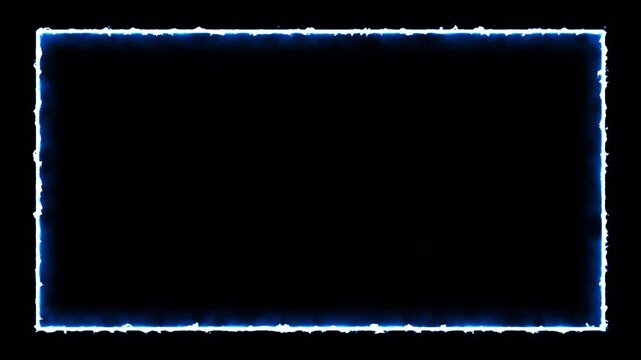 Neon Rectangular Video Frame Electric Arc Reactor Glowing Animation - Alpha Channel - Isolated Transparent Background