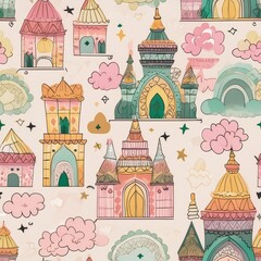 Fototapeta premium fairy tale castle and princess