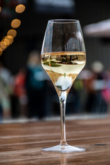 Obraz premium Tasting of vintage champagne sparkling wine on yearly Champagne festival in Cote des Bar, France, summer travel destination