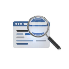 Search Icon: Magnifying Glass Inspects Web Page