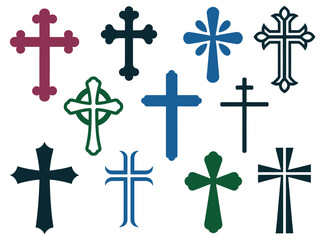 Colorful Cross Symbols in Various Styles