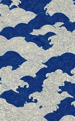 Traditional Japanese Blue Ocean Waves Pattern