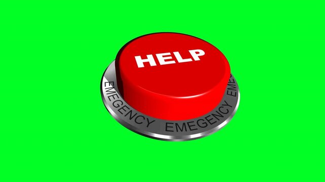 Help Panic Button With Ring Reading Emergency On Green Screen