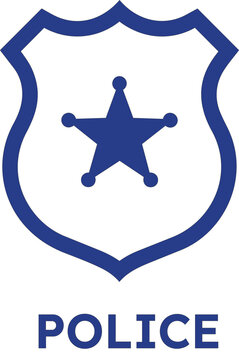 Police badge icon with star symbol on transparent background for law enforcement themes