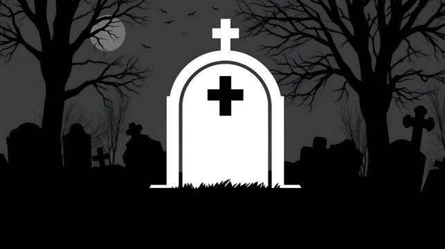 gravestone silhouette vector symbol, grave icon