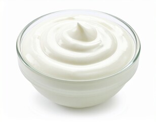 Fresh Dairy Cream Swirl on White Plate, Close Up