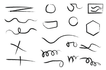 Collection of various hand drawn shapes and lines