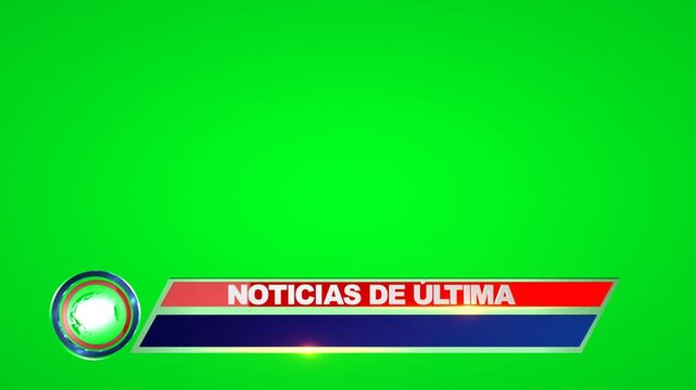 Noticias de &uacute;ltima Latest News Banner With Green Screen Background And Circular Globe Emblem