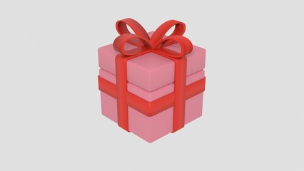 Fototapeta premium Red gift box with red ribbon bow illustration