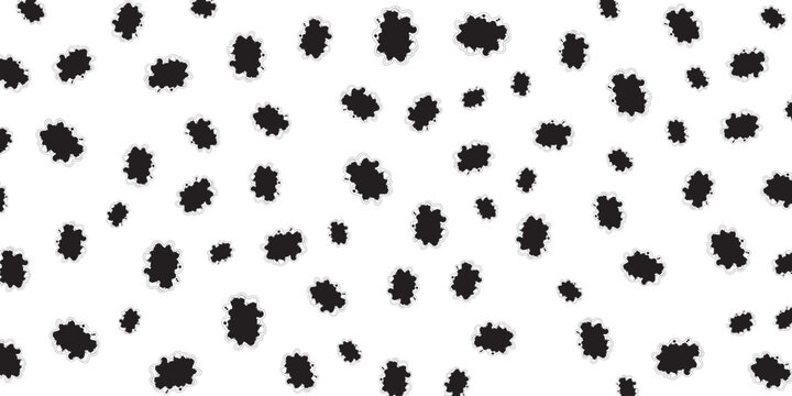 Abstract black and white dalmatian spots pattern on white background