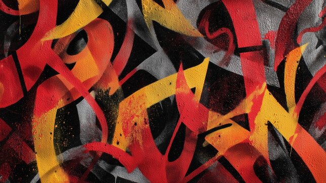 abstract wildstyle graffiti red yellow urban lettering