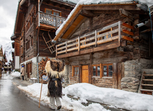 Tsch&auml;gg&auml;tt&auml; Carnival, Loetschental, Switzerland