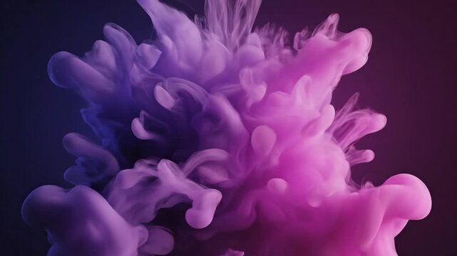 Floating colorful cloudlet drift against gradient purples and pinks, abstract motion theme