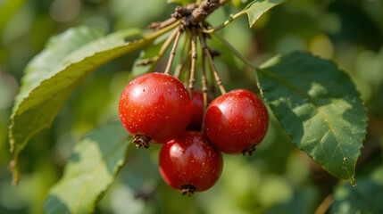 Obraz premium Acerola small cherry fruit on the tree