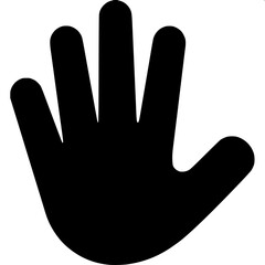 Fototapeta premium Minimal black hand holding pen icon, flat vector silhouette, simple solid black shape, white background, high contrast design.