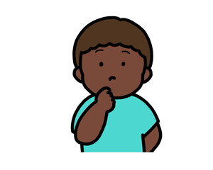 考える（正面）黒人の男の子