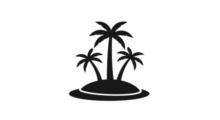 Fototapeta premium Tropical Island with Palm Trees Silhouette.