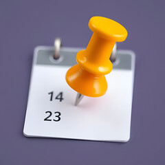 Thumbtack in calendar concept for busy, appointment and meeting reminder, planning for business meeting or travel planning concept.