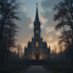 A majestic solitary church candle stands tall