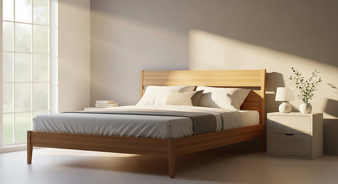 A large bed sitting in a bright bedroom with a window