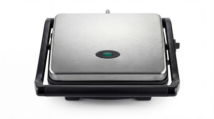Top View of Stainless Steel Electric Panini Press and Contact Grill, mockup, perfect for e-commerce product listings, kitchen appliance catalogs, and culinary blog illustrations