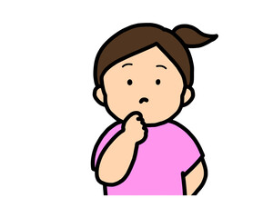 Obraz premium 考える（正面）アジア人の女の子