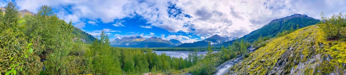 Obraz premium Panoramic View of Exit Glacier Valley, Alaska