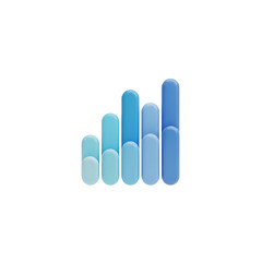 Obraz premium 3D-rendered, stylized bar graph composed of blue-toned columns, isolated on black