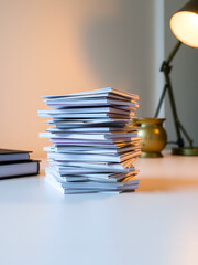Stack of letters on a blank desk