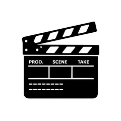 Obraz premium movie clapper board vector, movie clapperboard silhouette vector icon, movie clapper board vector logo