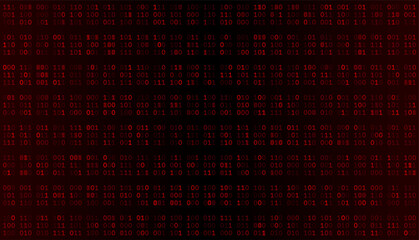 Dense Red Binary Array - Repeating Code Fragments on Dark Background © ryzhi