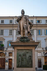 Obraz premium Statue of Vincenzo Gioberti in Piazza Carignano - Turin, Italy