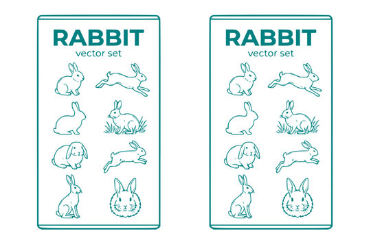 Rabbit Bunny Hare Rabbit-Silhouette Wild-Rabbit Pet-Rabbit Easter-Bunny Rabbit-Animal Cottontail Bunny-Rabbit Vector Set - Rabbit Animal